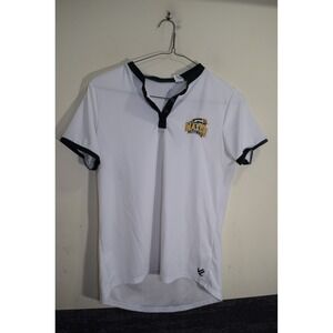 JL Racing GEORGE MASON Crew Club Rowing Polo Shirt WOMENS L White Green TEAM ISS